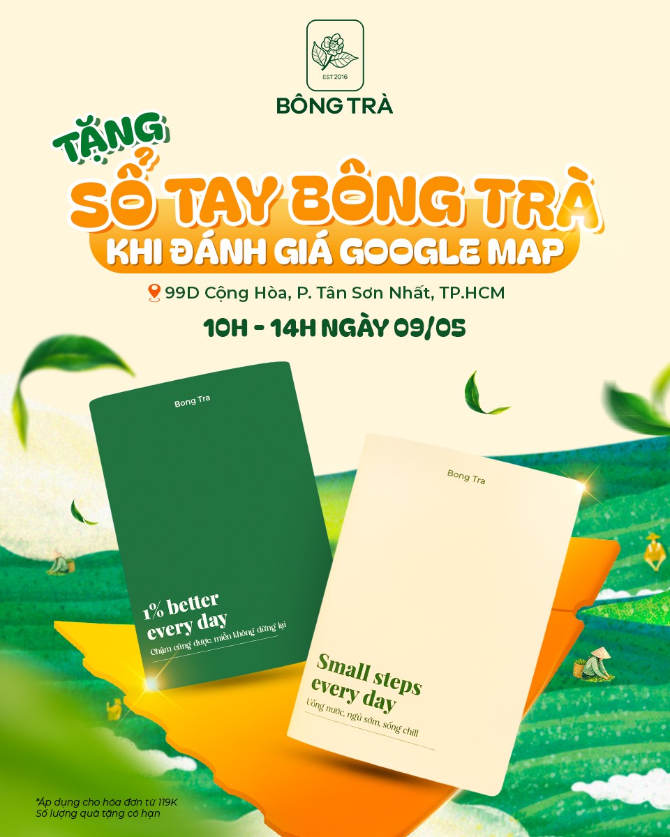GRAND OPENING BÔNG TRÀ CỘNG HOÀ REVIEW NHẬN NGAY SỔ TAY