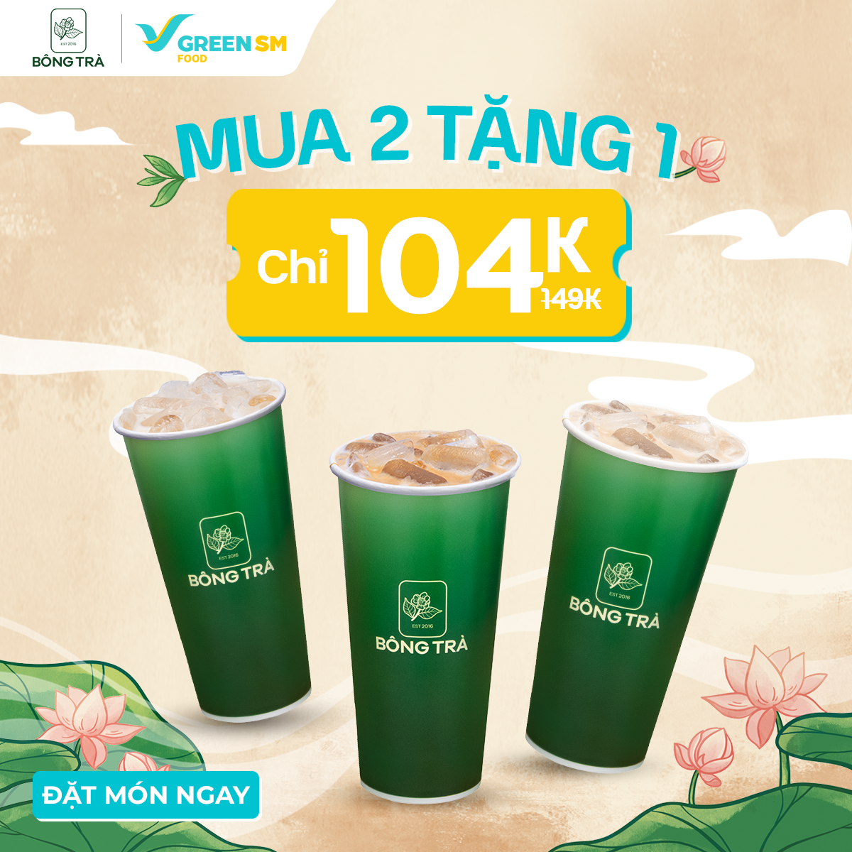 MUA 2, TẶNG THÊM 1 - 3 LY CHỈ 104K
