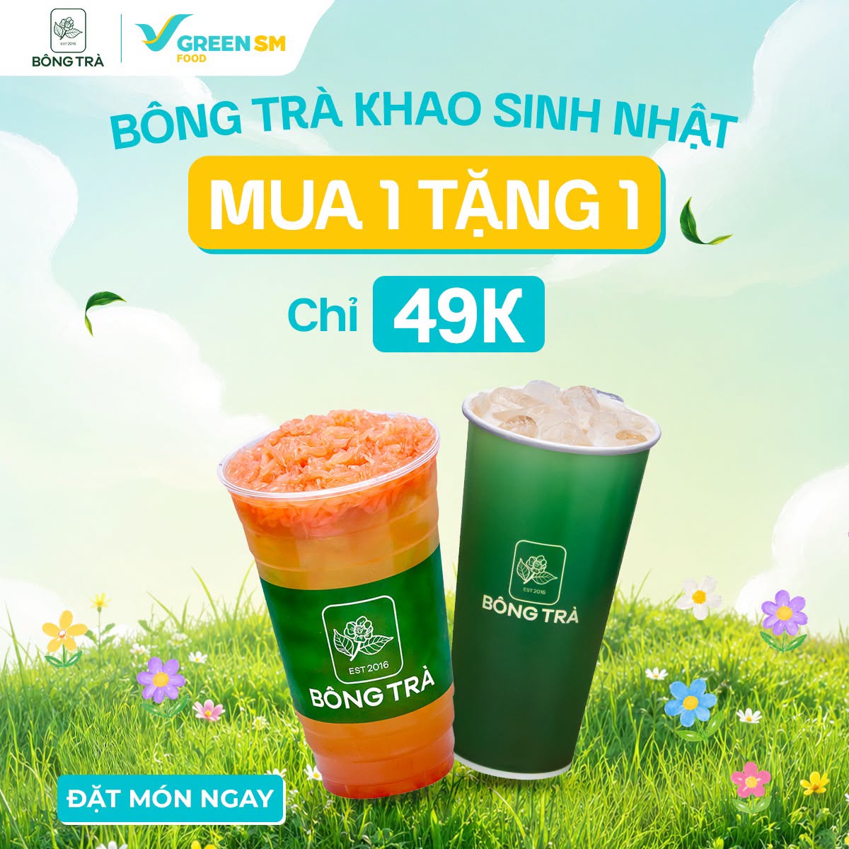 KHỞI ĐỘNG THÁNG SINH NHẬT CÙNG BÔNG TRÀ! MUA 1 TẶNG 1 CHỈ 49K
